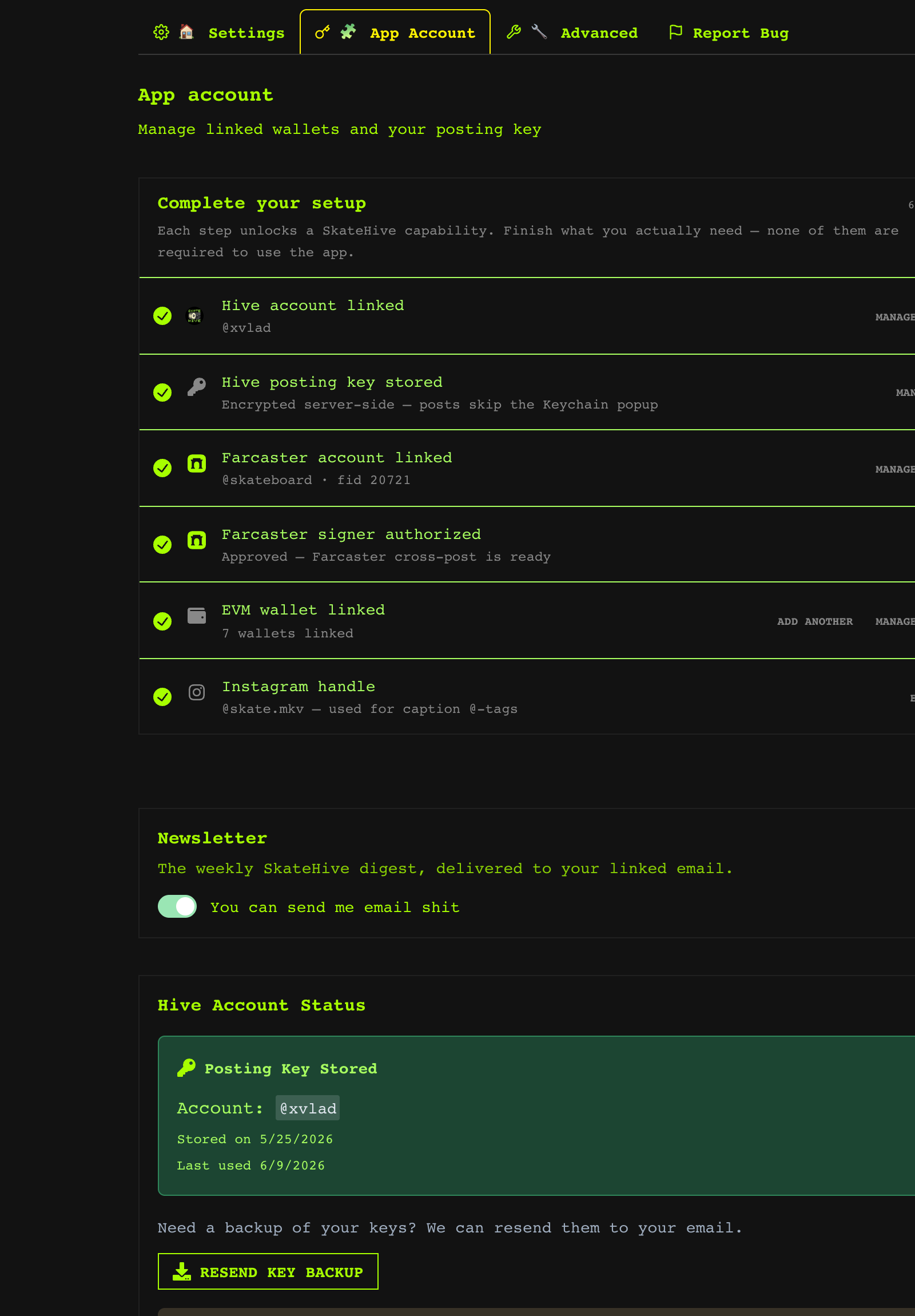 Vinculando identidades e configurações da conta